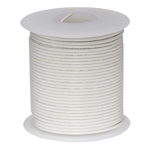 20 AWG Gauge Solid Hook Up Wire, 100 ft Length, White, 0.0320" Diameter, UL1007, 300 Volts