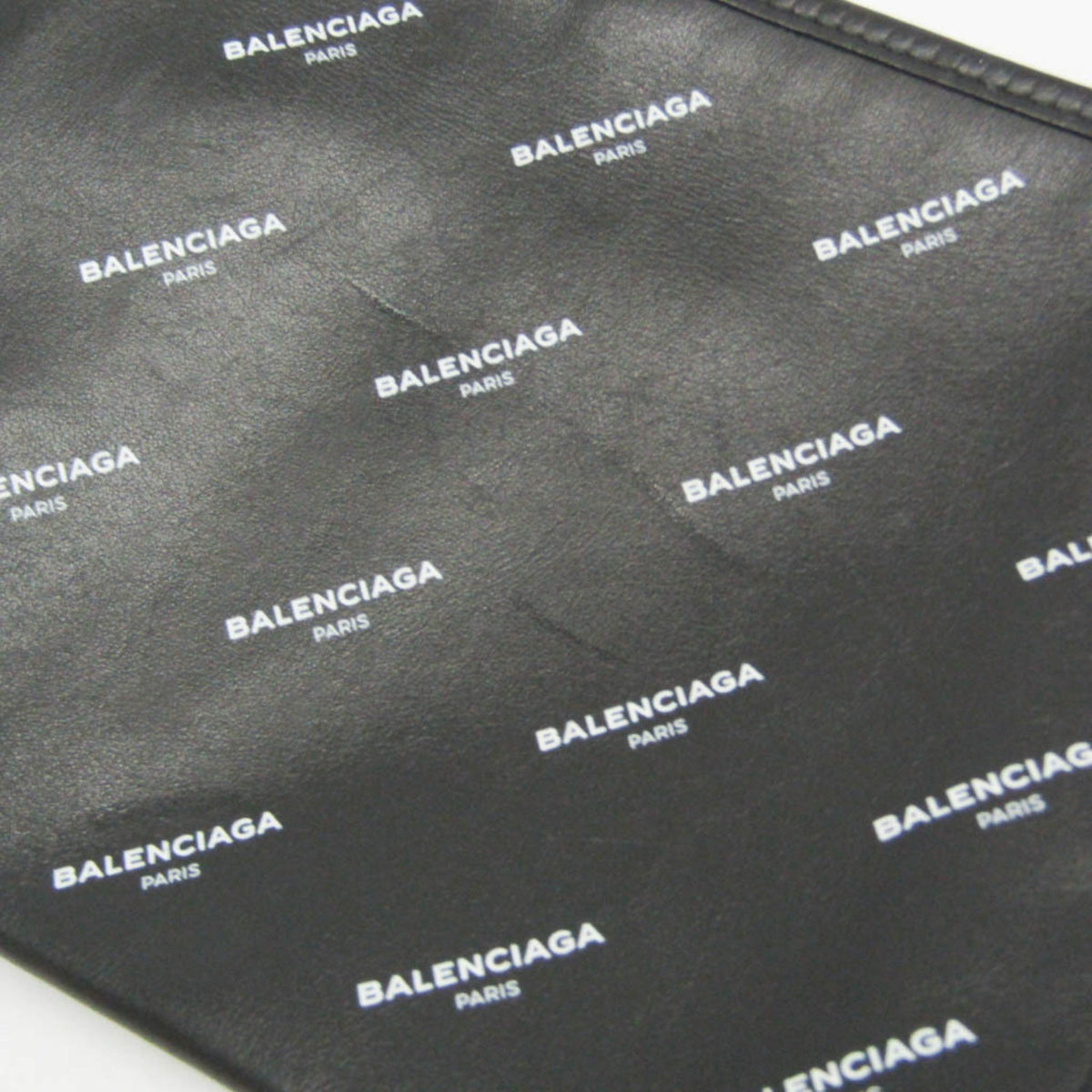 Balenciaga Logo Print Leather Clutch