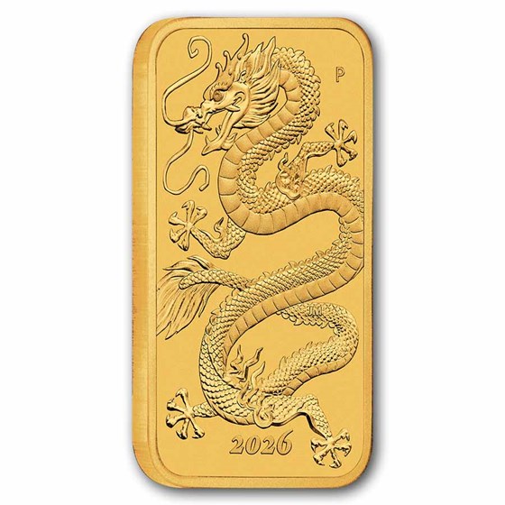 2026 Perth Mint 1 oz Gold Dragon Rectangular Coin BU