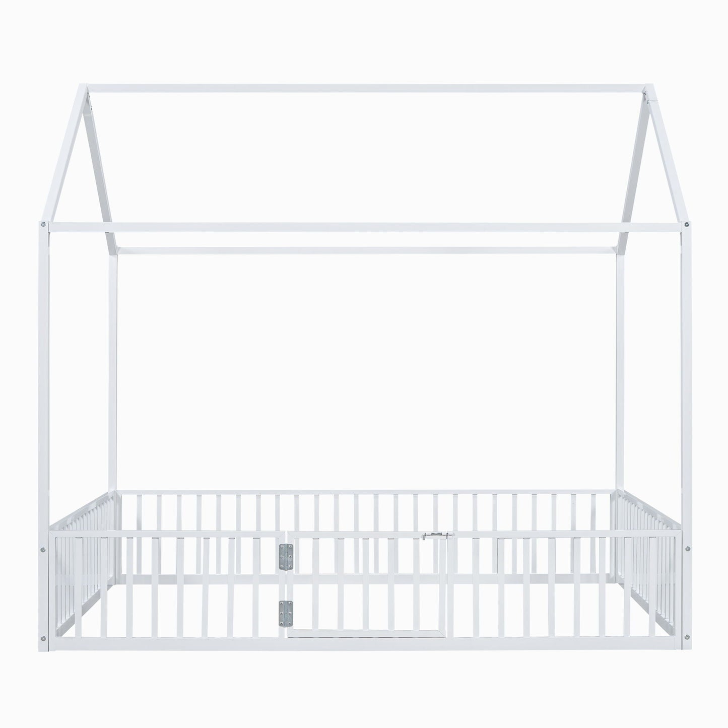 Metal House Bed With Fence And Door