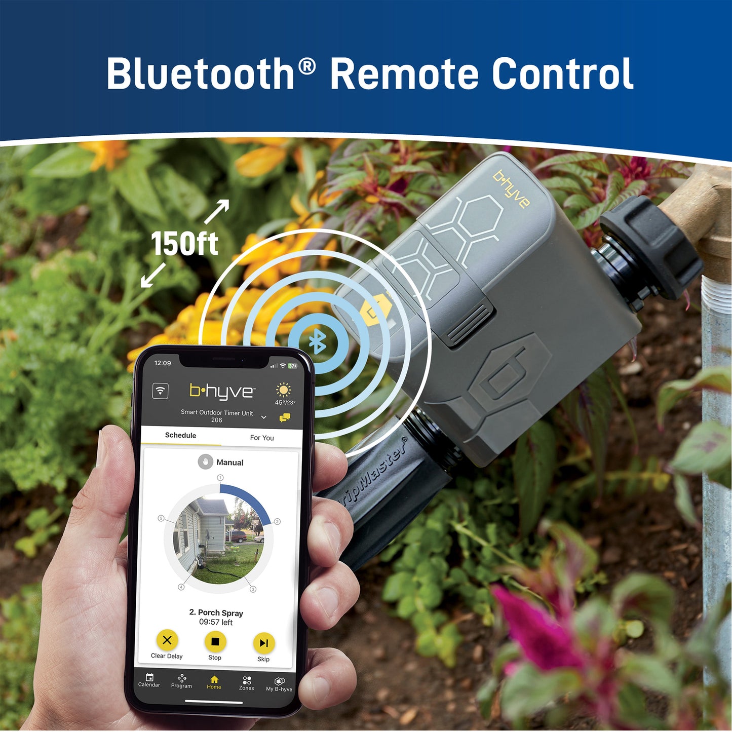 B-hyve Bluetooth 1-Outlet Hose Faucet Timer | Online Packaging | 90205Z