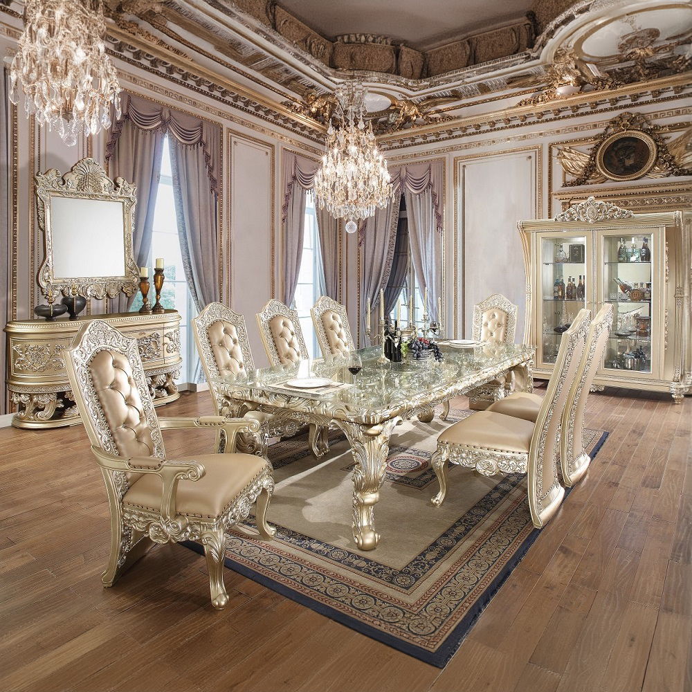Vatican - Side Chair (Set of 2) - Synthetic Leather & Champagne Silver