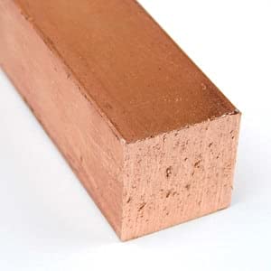 110 Copper Square Bar, Unpolished (Mill) Finish, H04 Temper, ASTM B187, 1/2" Thickness, 1/2" Width, 12" Length, OnlineMetals