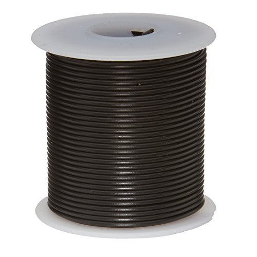 22 AWG Gauge Solid Hook Up Wire, 100 ft Length, Black, 0.0253" Diameter, UL1007, 300 Volts
