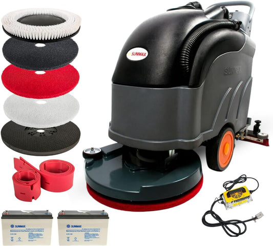 22" Self-Propelled Walk-Behind Floor Scrubber Dryer Machine, Forward/Reverse Drive, 31" Squeegee, 36,000 Sq Ft/H, Commercial Hard Floor Cleaner for Tile, Concrete, Epoxy & Vinyl