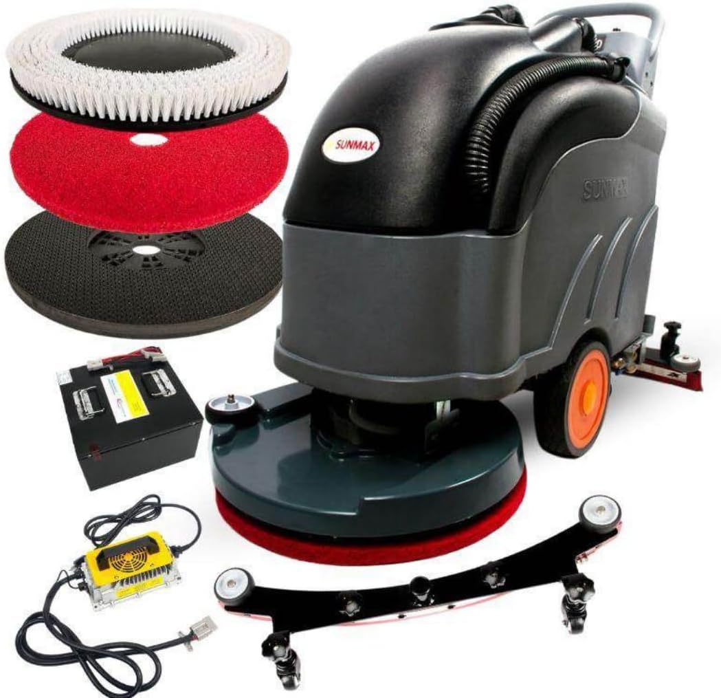 22" Self-Propelled Walk-Behind Floor Scrubber Dryer Machine, Forward & Reverse Drive, Adjustable Speed, 36,000 Ft²/h, 3.5-Hour Fast Charging, Up to 5 Hours Runtime, LiFePO4 Battery