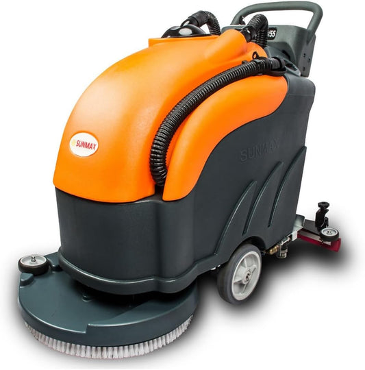 22" Walk-Behind Commercial Floor Scrubber Dryer, 13.2/14.5-Gal Dual Tanks, 3.5-Hour Fast Charging, Up to 5 Hours Runtime, 31" Squeegee, Cordless Hard Floor Cleaner