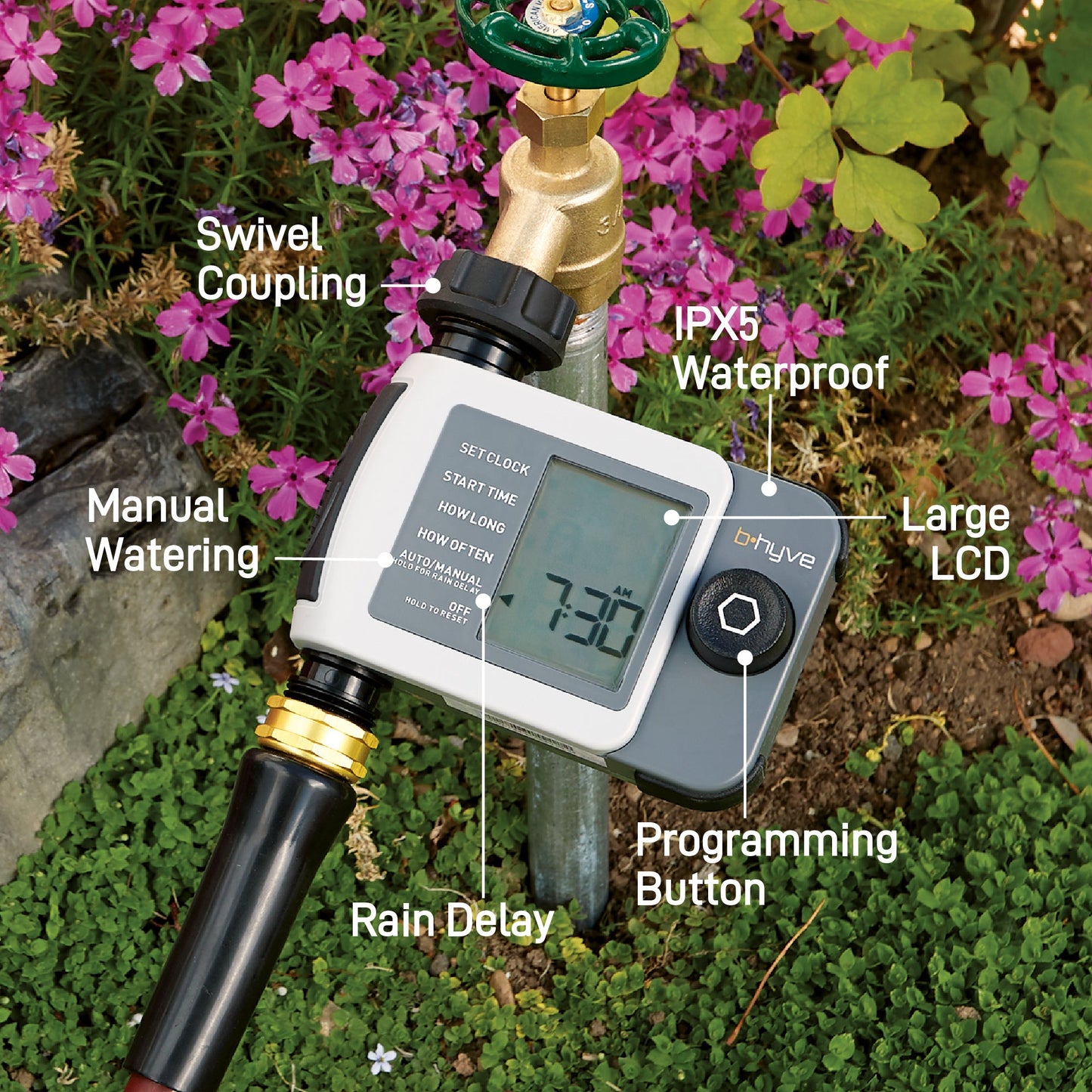 B-hyve XD Bluetooth 1-Outlet Hose Faucet Timer | 24511