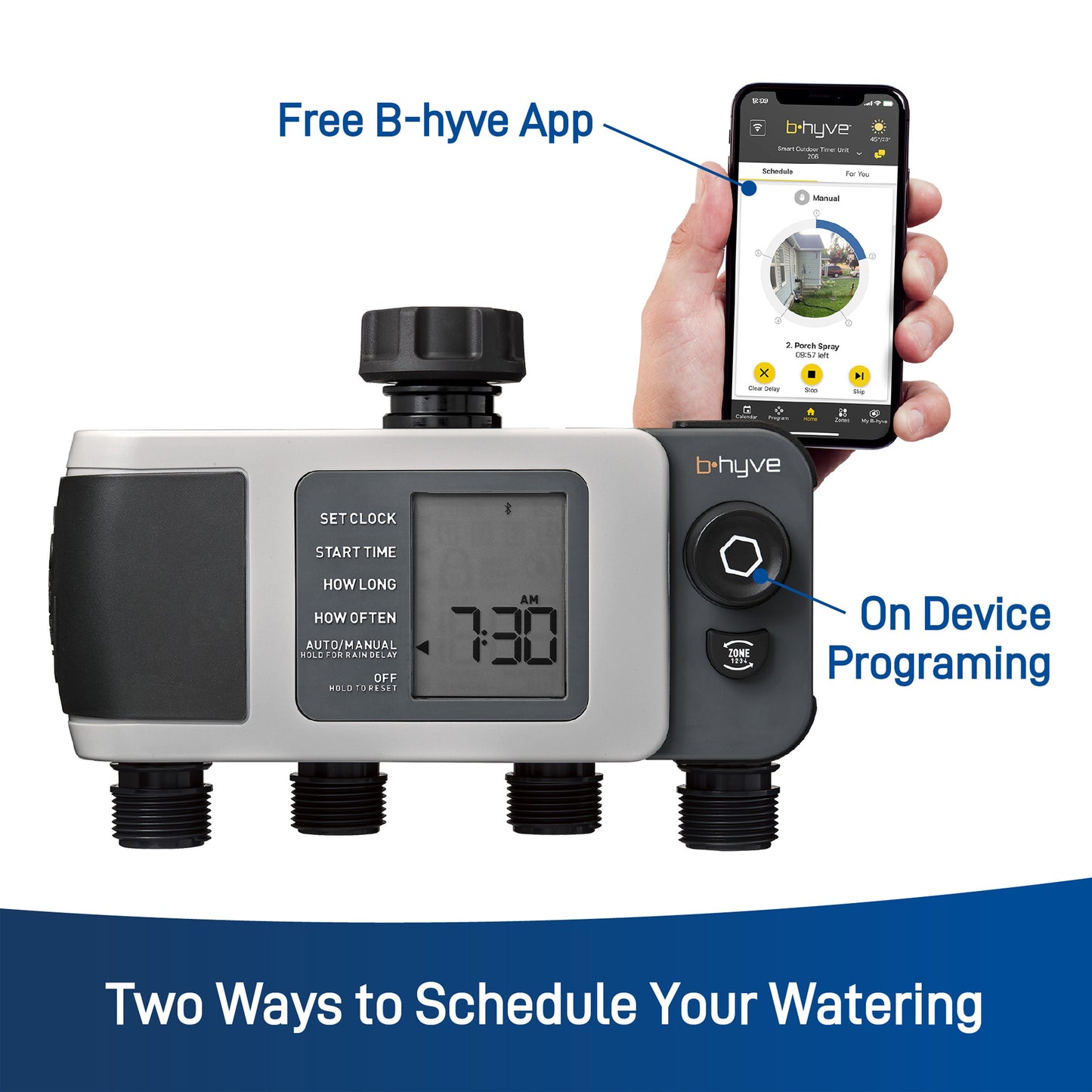 B-hyve XD Bluetooth 4-Outlet Hose Faucet Timer | 24634