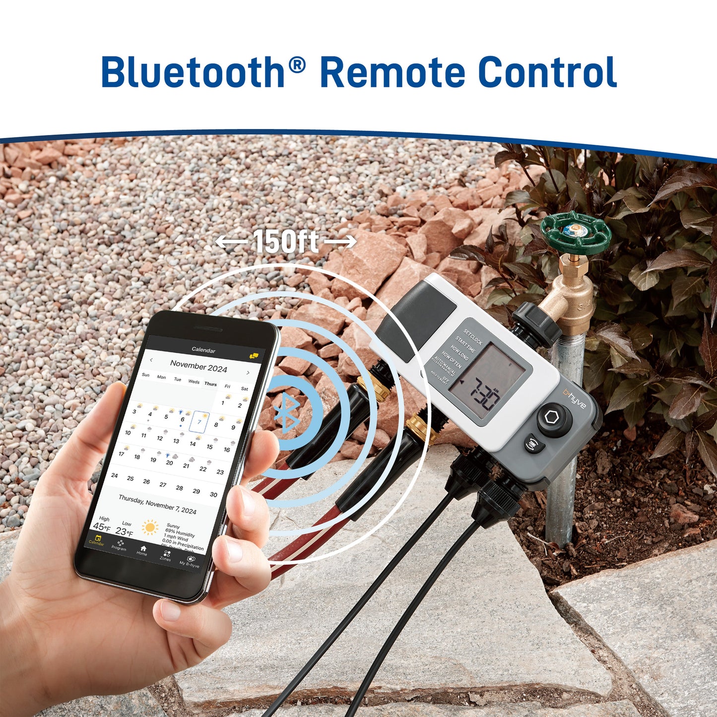B-hyve XD Bluetooth 4-Outlet Hose Faucet Timer w/Hub | 24639