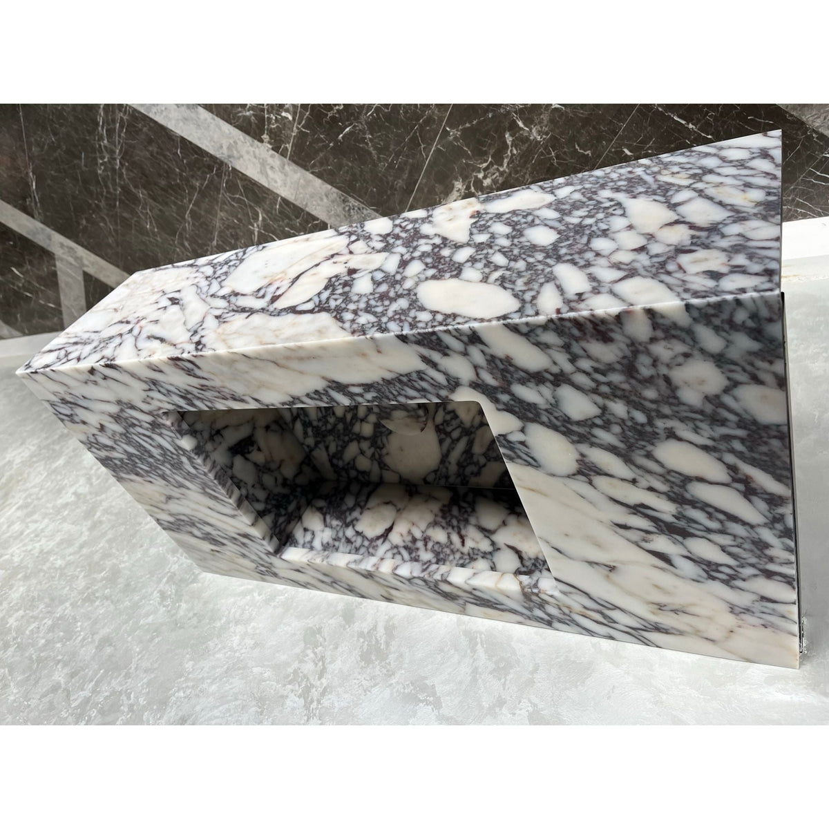 Calacatta Viola Marble Bathroom Vanity Sink Handcrafted Custom Contemporary Style