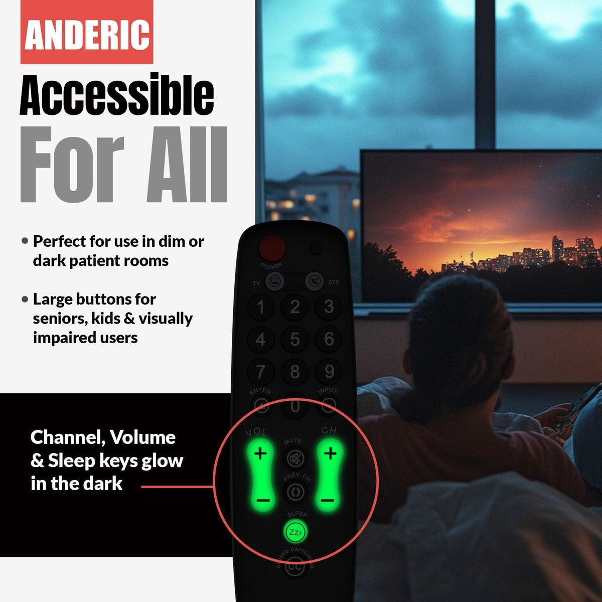Anderic Substitute for One For All URC1050 1-Device Universal Remote Control [RRH100]