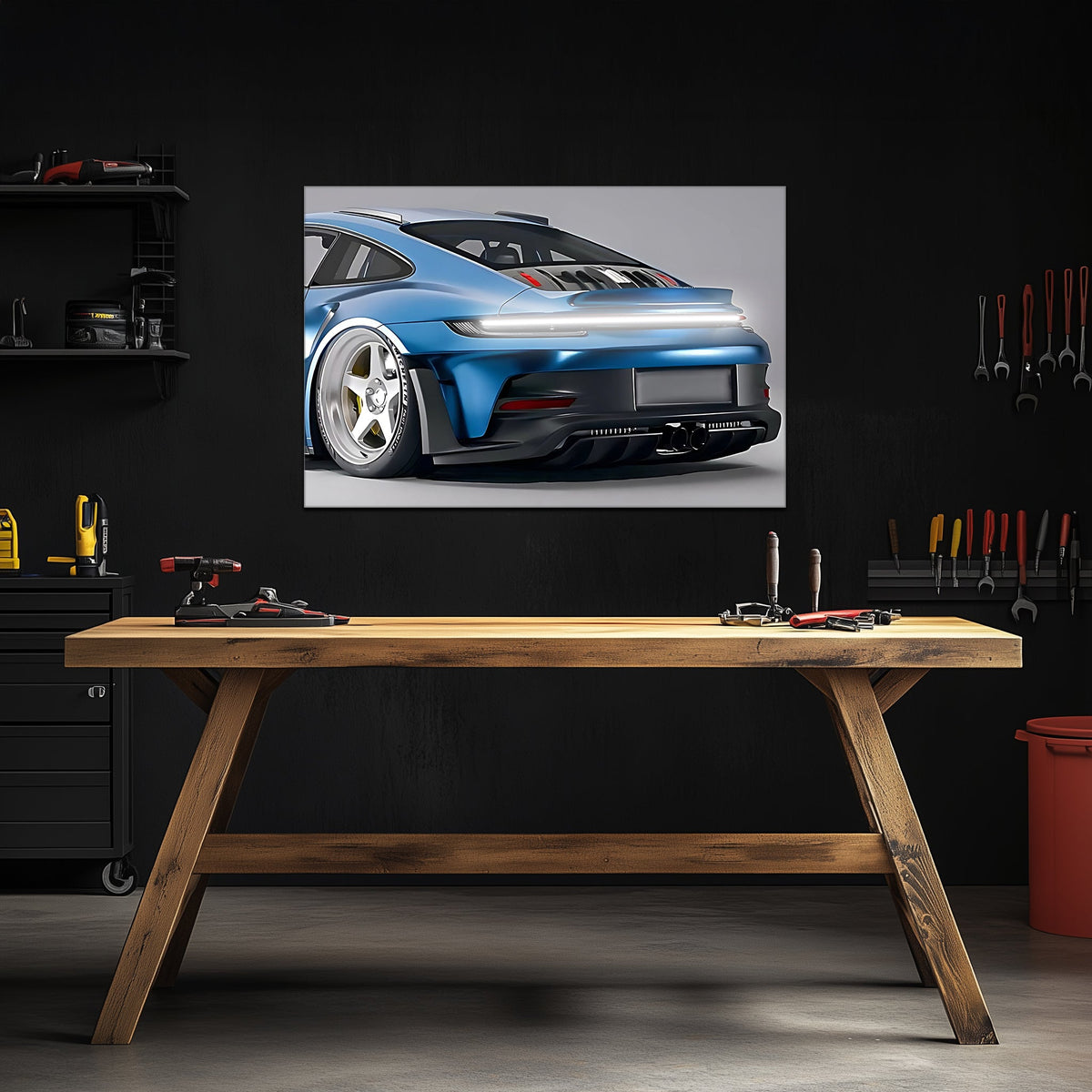 Neon LED Car Wall Art - Modern UV Printed Acrylic Garage Sign