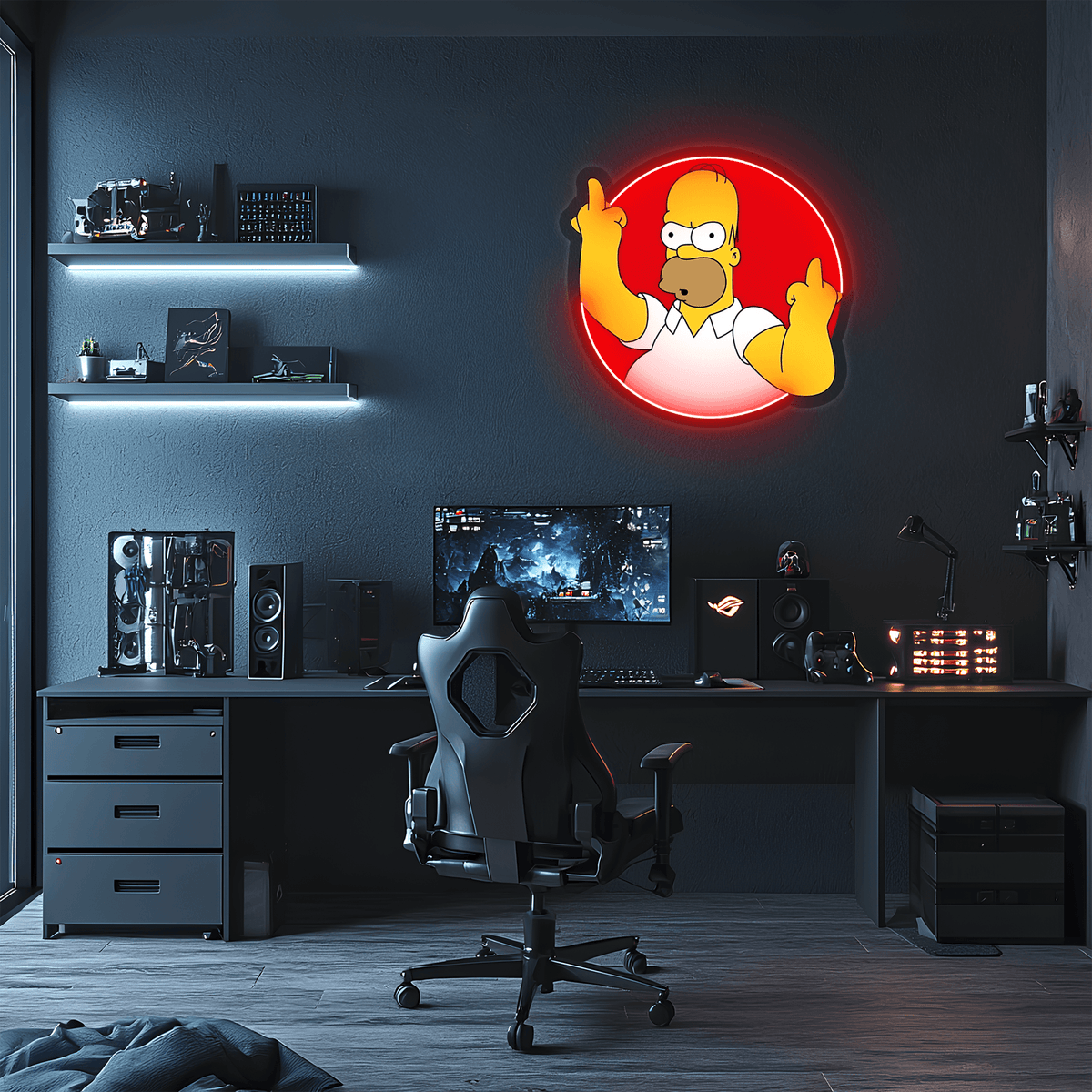 Homer Simpson Pop Culture Neon Sign - Hand Crafted UV Print Art