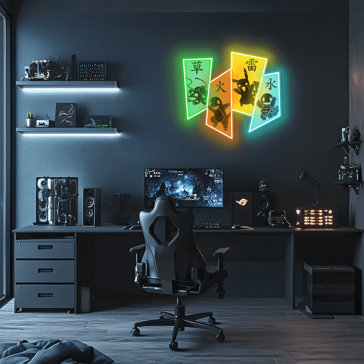 Neon Wall Sign Pokemon Pikachu - UV Print Anime LED Lighting