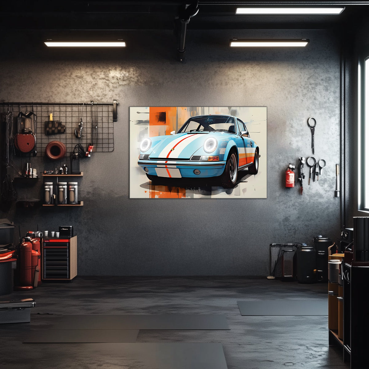 Neon LED Car Wall Art Sign - UV-Printed Acrylic Garage Decor