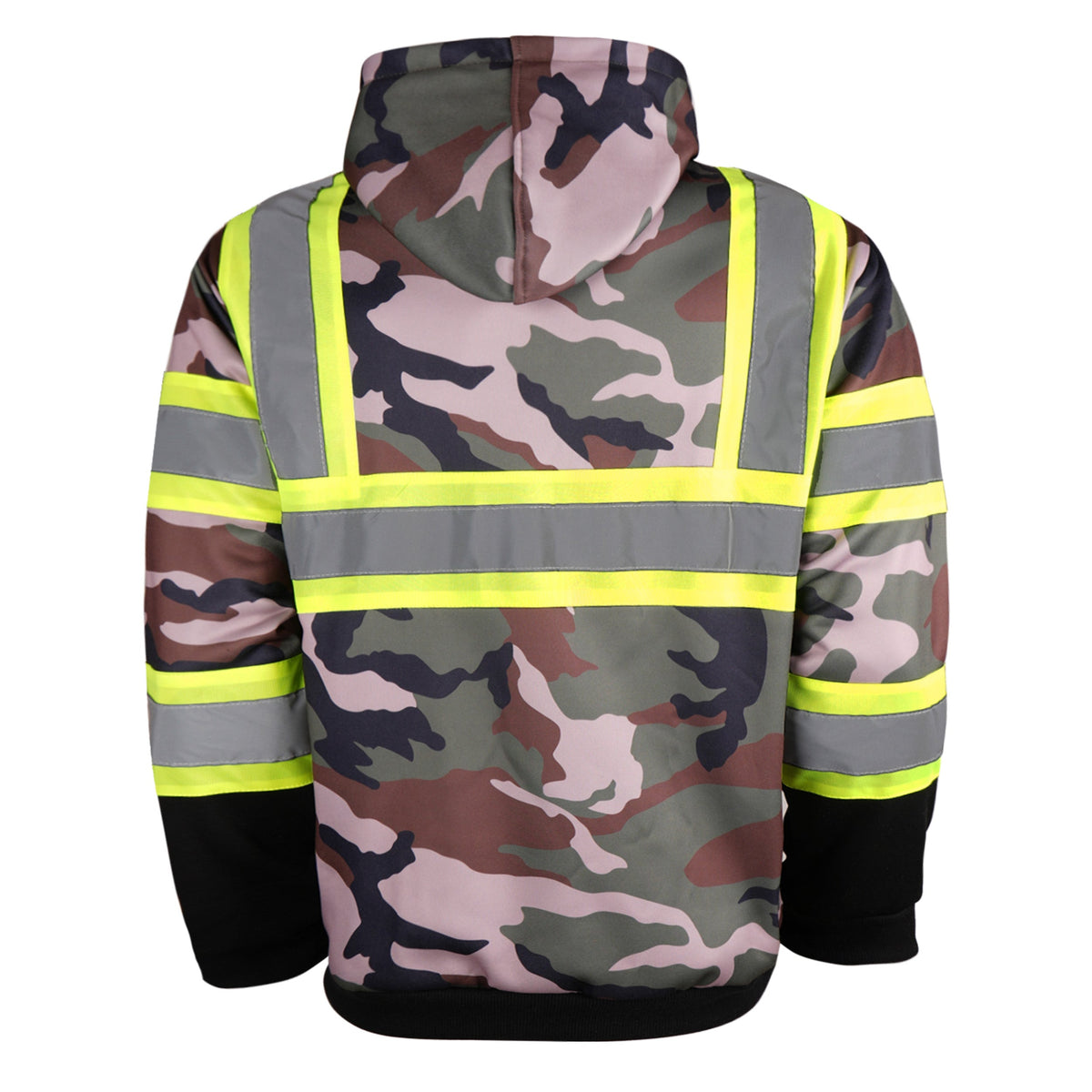 Color Block Zip-Up Hoodie with Reflective Stripes – Everyday Workwear