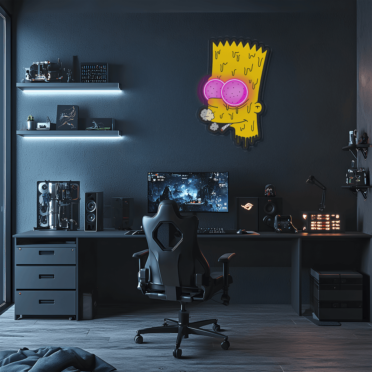 Neon Wall Art Sign Bart Simpson Pop Culture LED Light Decoration