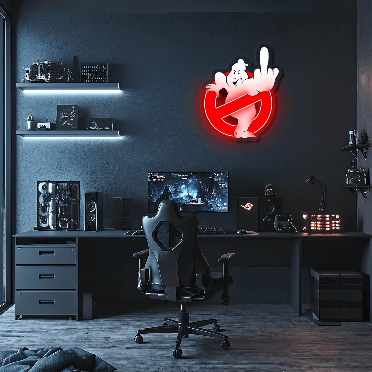 Neon Wall Art Sign Ghostbusters - Handcrafted LED UV Print Clear Acrylic Light