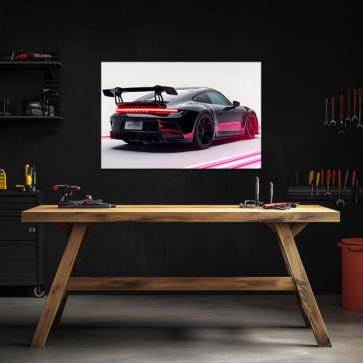 Neon LED Car Wall Art Decor Sign - Illuminated Sports Car Design