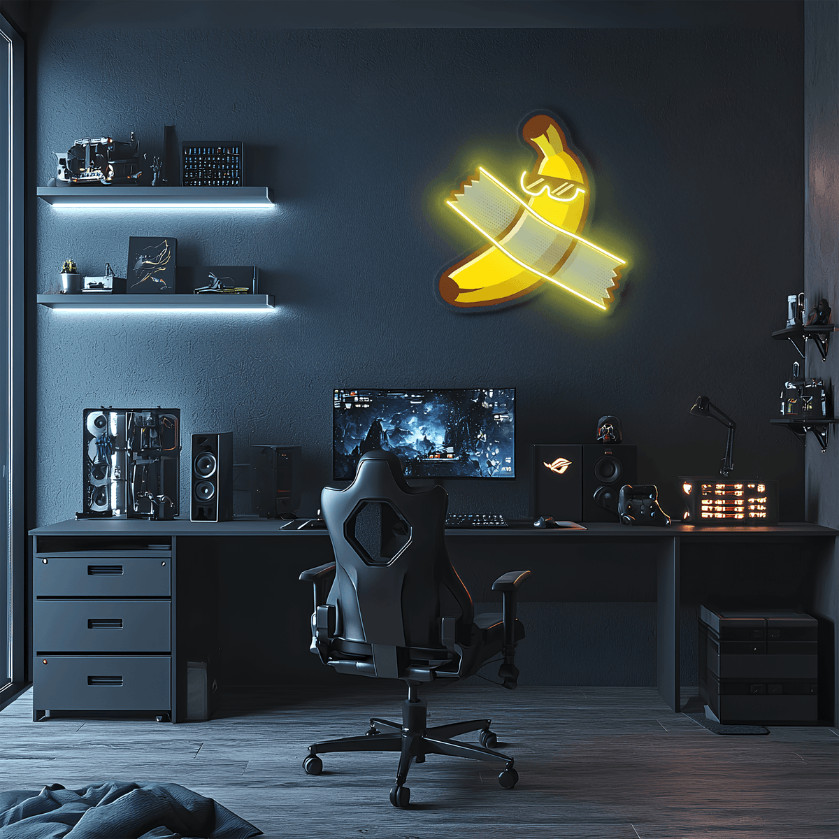 Handcrafted Banana Table Neon Sign - UV Print LED Wall Art Modern Home Bedroom Decor