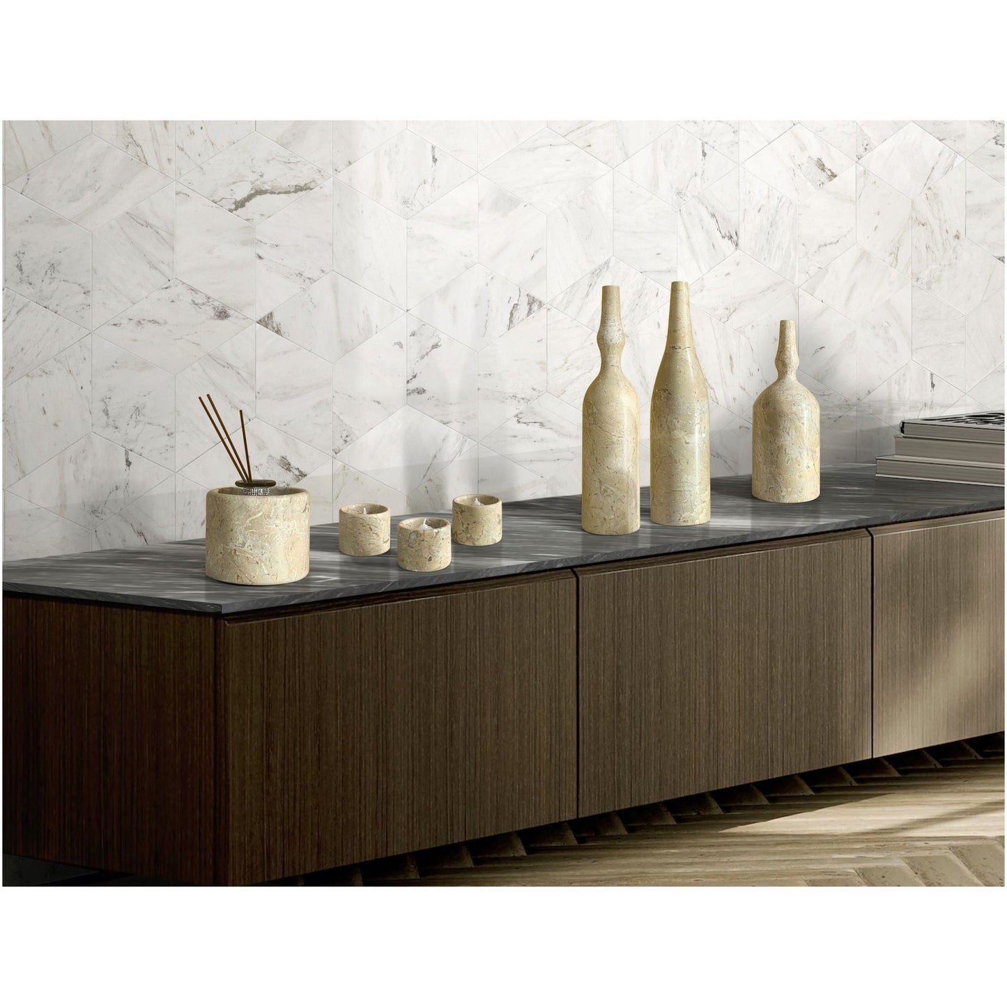 7 Pieces Luxury Natural Marble Living Room Accessories Set