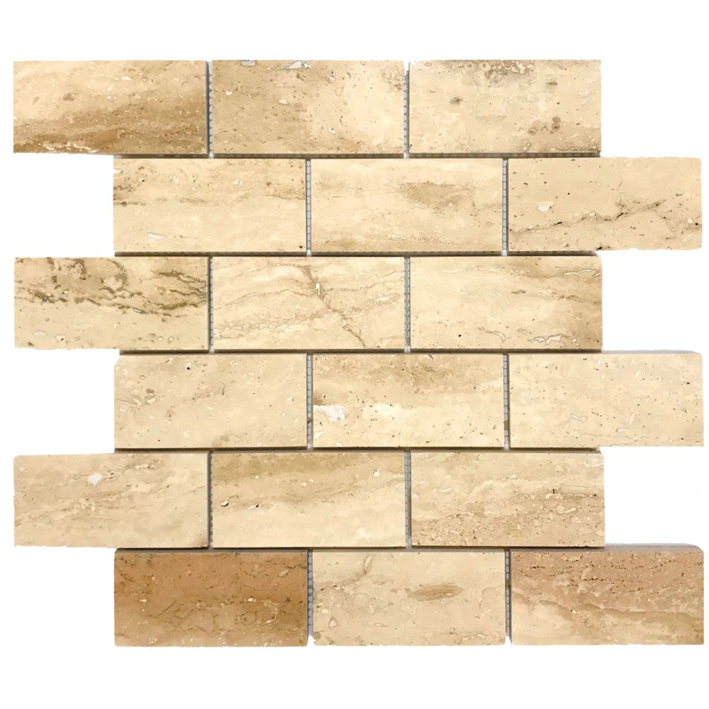 Patara 12" x 12" Honed Travertine Mesh-Mounted Mosaic Tile