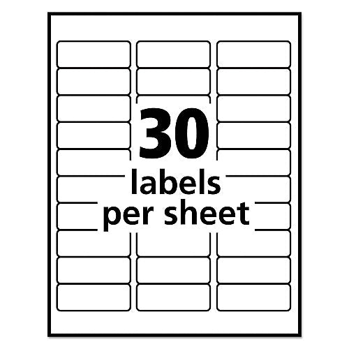 Avery EcoFriendly Mailing Labels, Inkjet/Laser Printers, 1 x 2.63, White, 30/Sheet, 100 Sheets/Pack (48460)