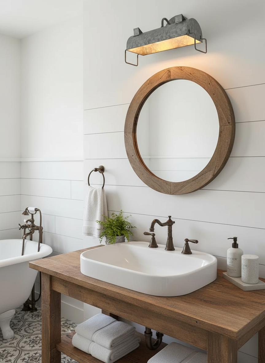 Industrial Galvanized Farmhouse Vanity Light