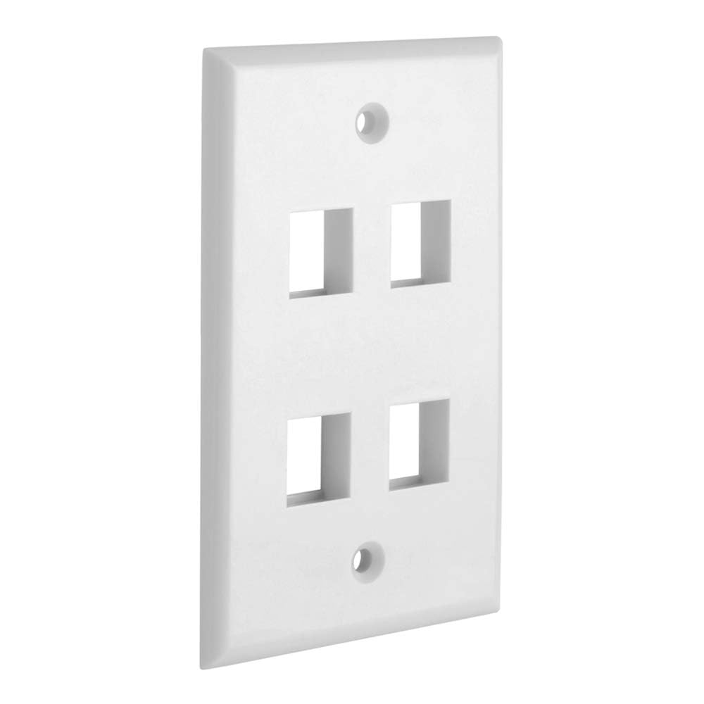 Cmple - 3 Port Keystone Wall Plate Single-Gang Wall Plate with Standard Size Keystone Jack Insert - White