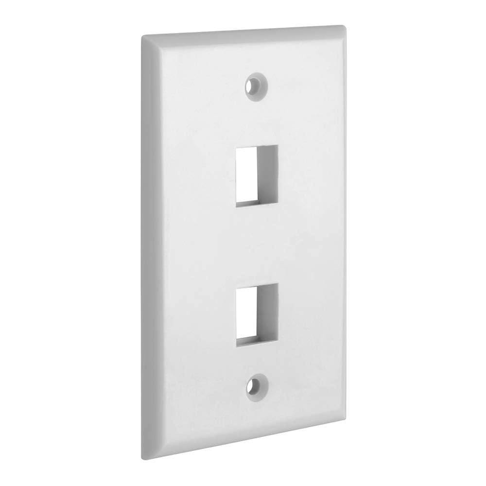 Cmple - 3 Port Keystone Wall Plate Single-Gang Wall Plate with Standard Size Keystone Jack Insert - White