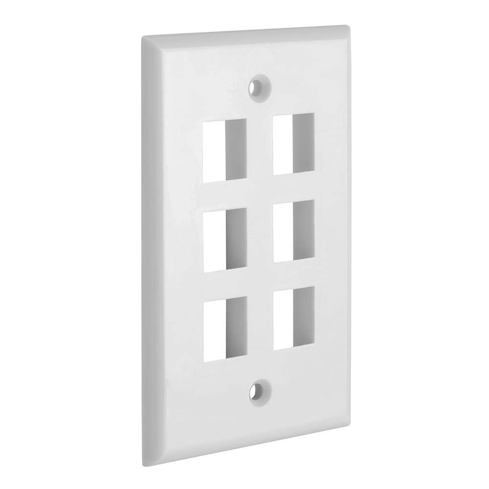 Cmple - 3 Port Keystone Wall Plate Single-Gang Wall Plate with Standard Size Keystone Jack Insert - White