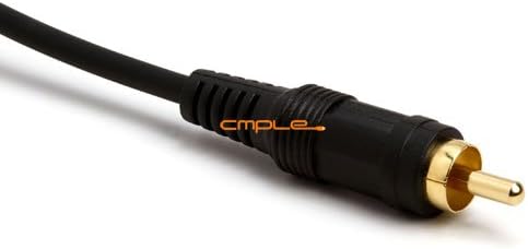Cmple - 6ft Black Audio Cable 3.5mm 1/8 inch Mono Male to RCA Mono Male Connectors (Gold Plated) - 6 Feet
