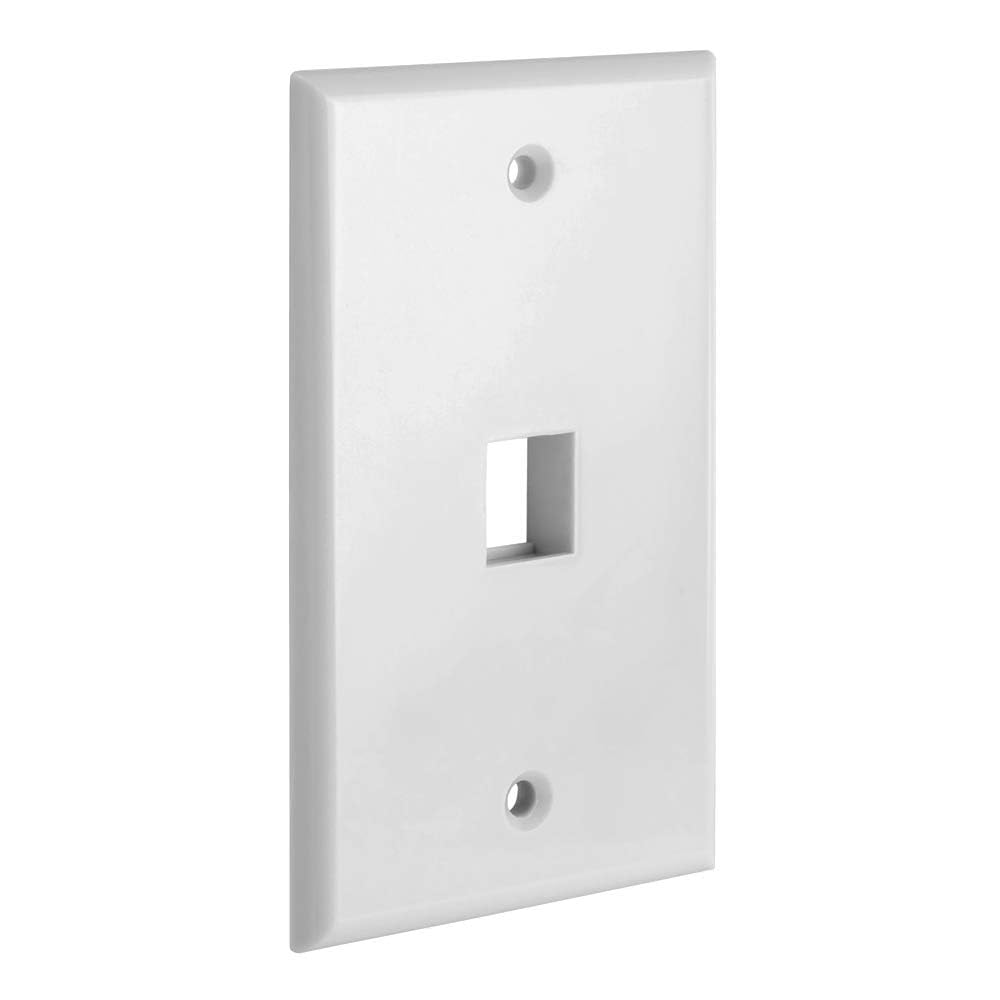 Cmple - 3 Port Keystone Wall Plate Single-Gang Wall Plate with Standard Size Keystone Jack Insert - White