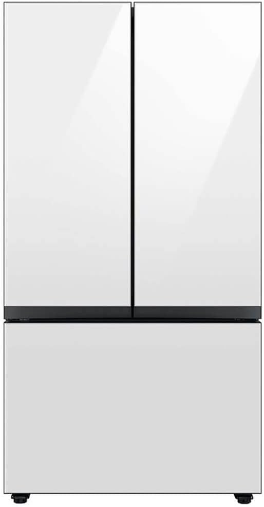 Samsung 30 cu. ft. Bespoke 3-Door French Door Refrigerator with AutoFill Water Pitcher and Dual Ice Maker, White Glass, RF30BB620012AA