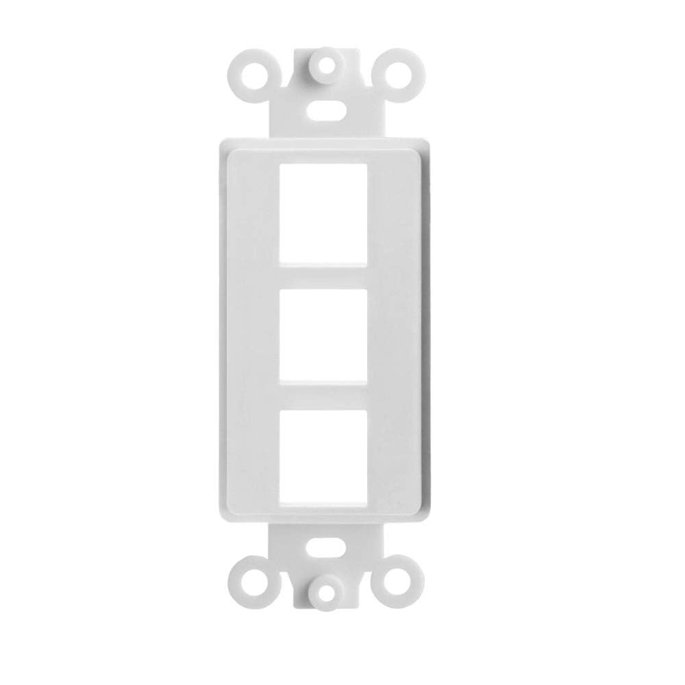 Cmple - Decorator Wall Plate Insert 1-Gang Decorative Single Gang Faceplate Standard Jack Wall Plate Keystone - 3-Port