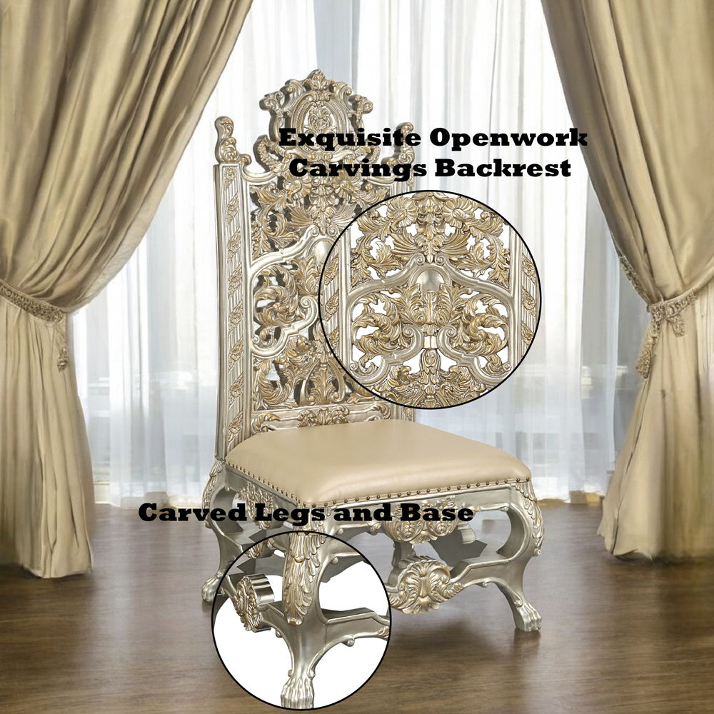 Danae - Side Chair (Set of 2) - Synthetic Leather , Champagne & Gold