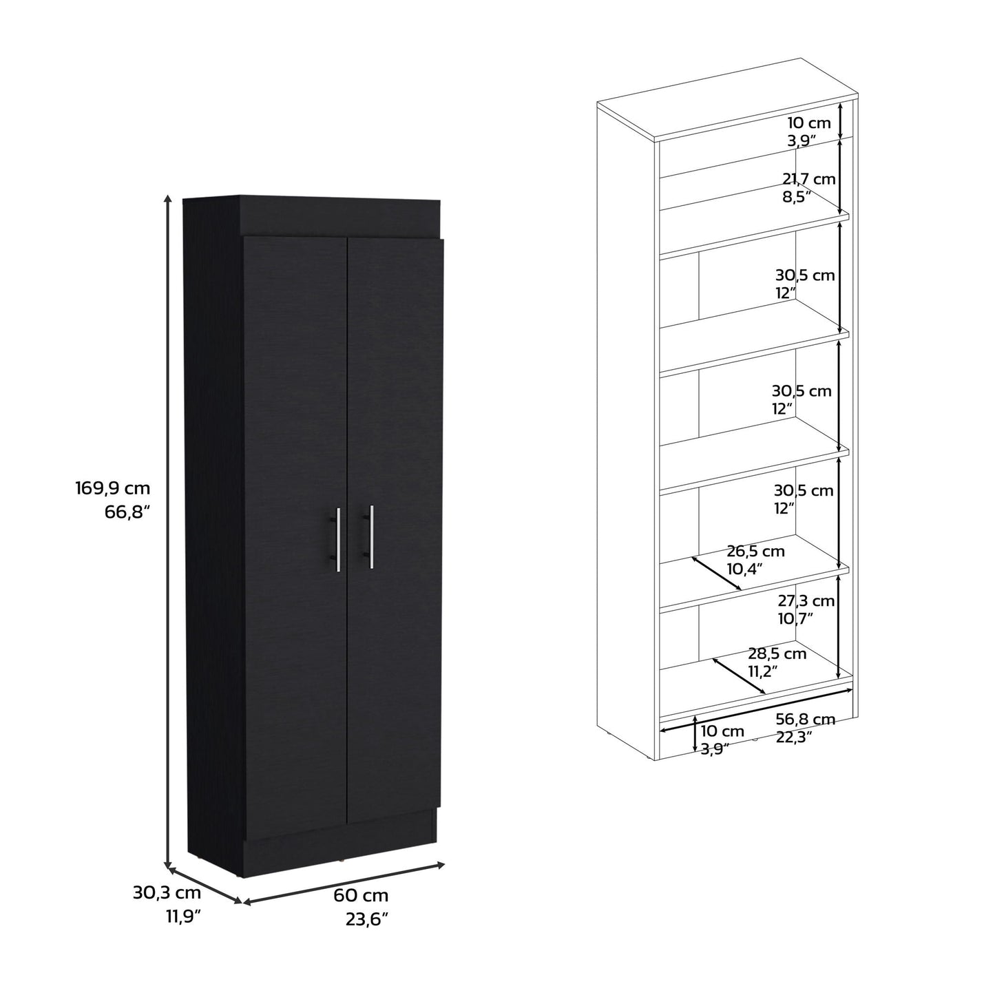 Clinton - Pantry Cabinet Kitchen Storage - Black