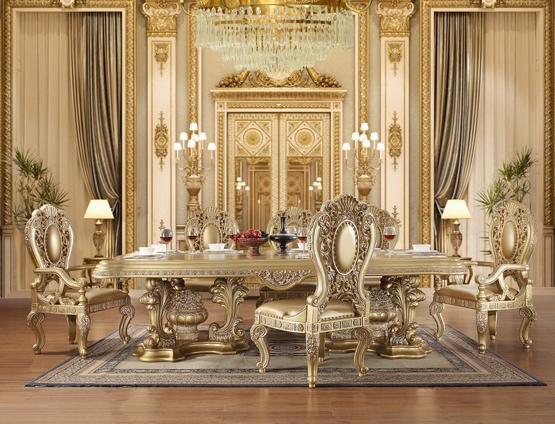 Seville - Arm Chair (Set of 2) - Synthetic Leather & Gold