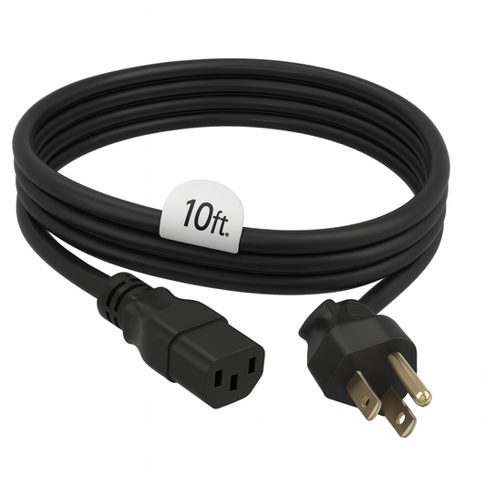 Anderic Universal 10 Foot AC AWG Power Cable | 3 Prong | 3 Prong Female - 10FT3PPC