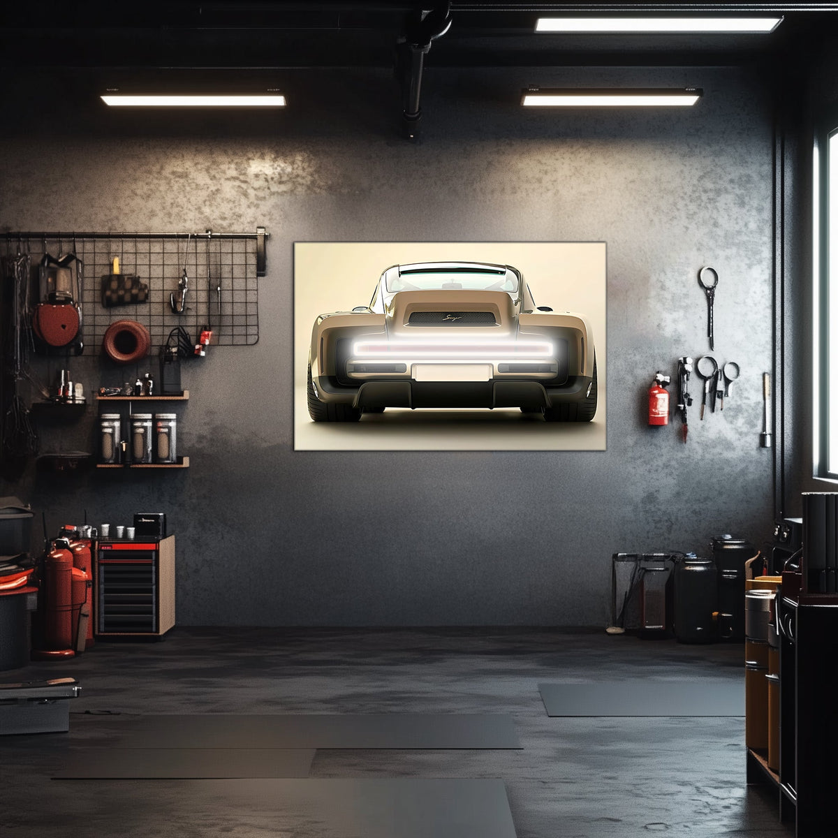 Car LED Neon Wall Garage Sign - Premium UV Printed Acrylic Automotive Wall Decor