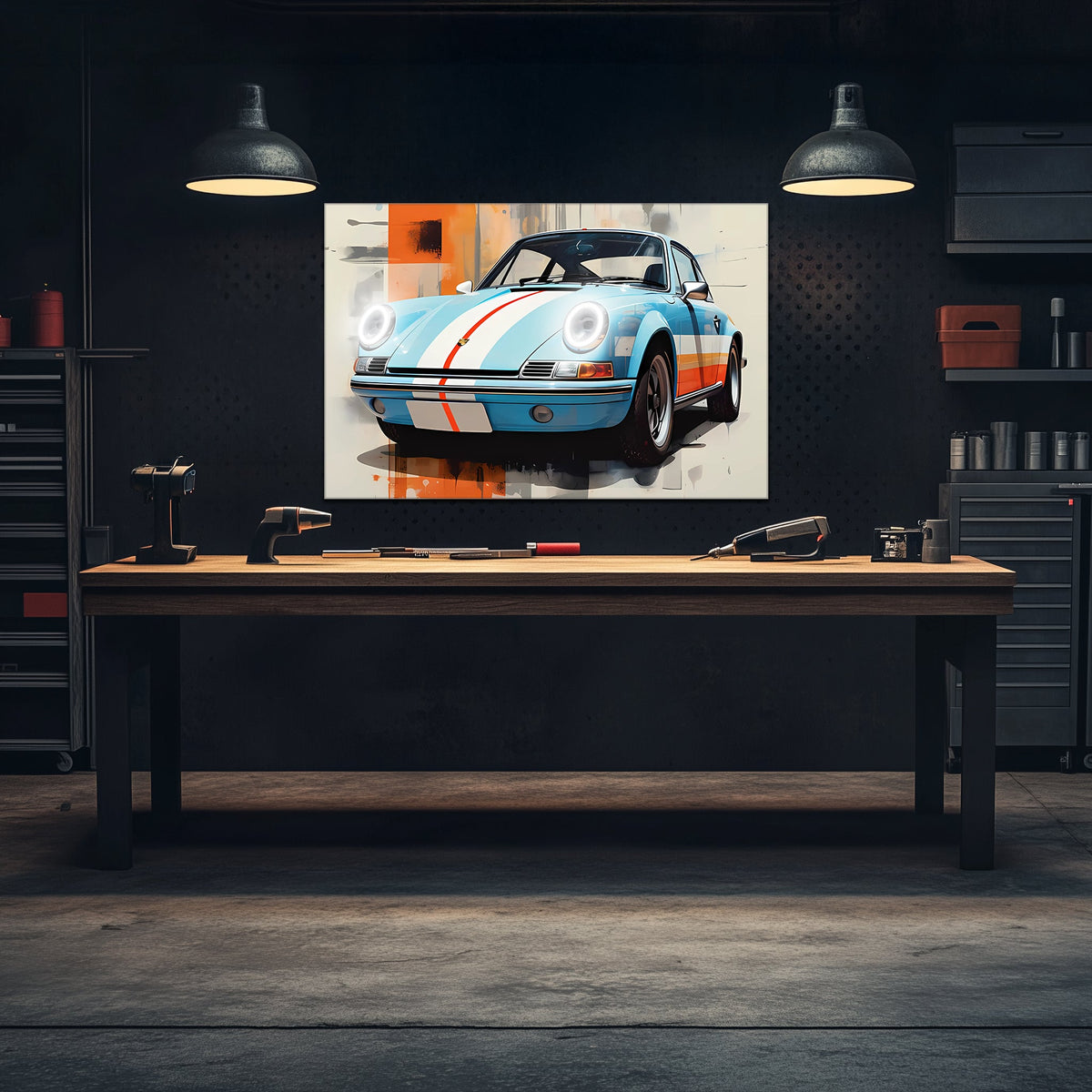 Neon LED Car Wall Art Sign - UV-Printed Acrylic Garage Decor