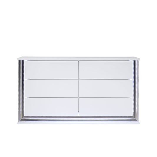 Moon - Smooth Dresser With LED - White