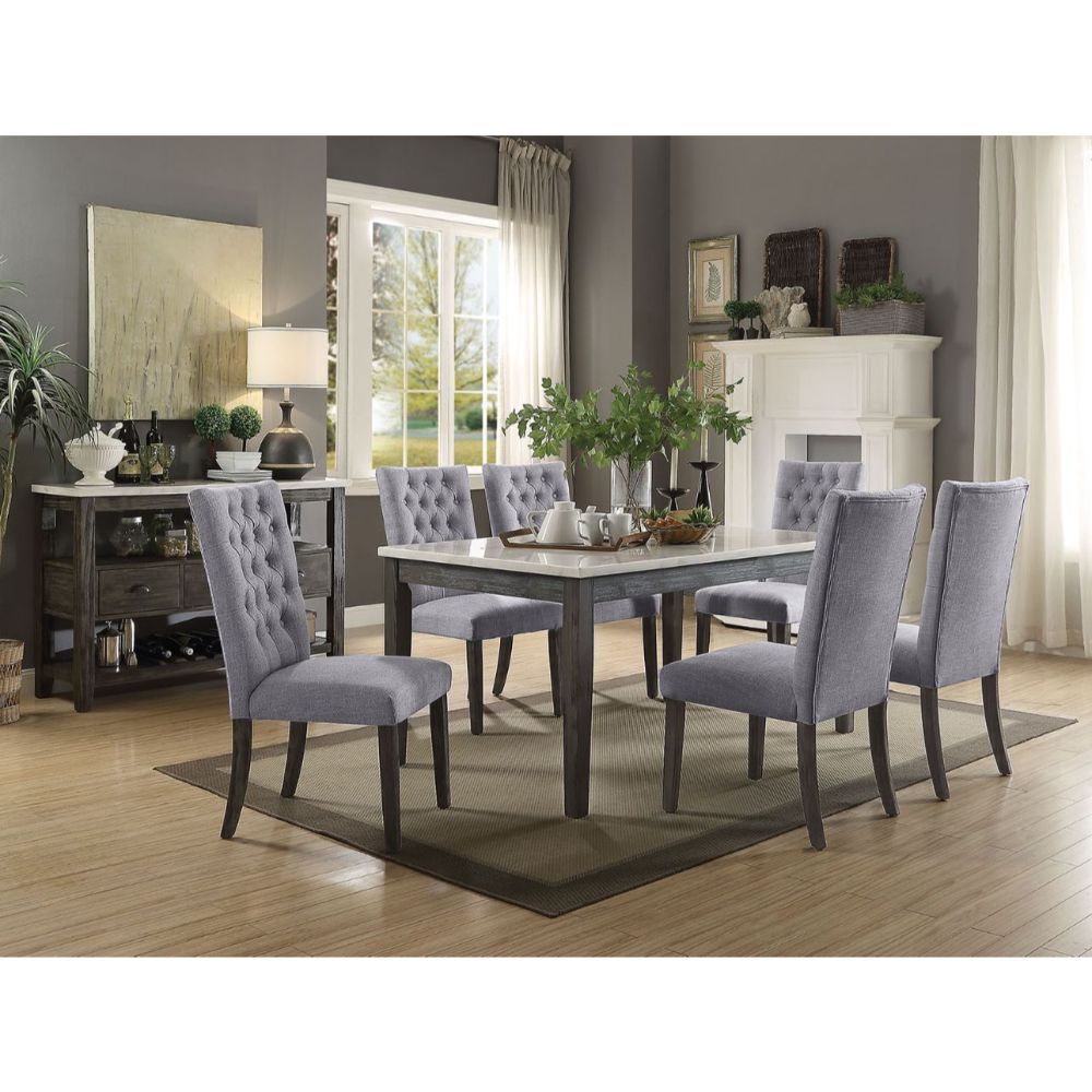 Merel - Dining Table - White Marble Top & Gray Oak