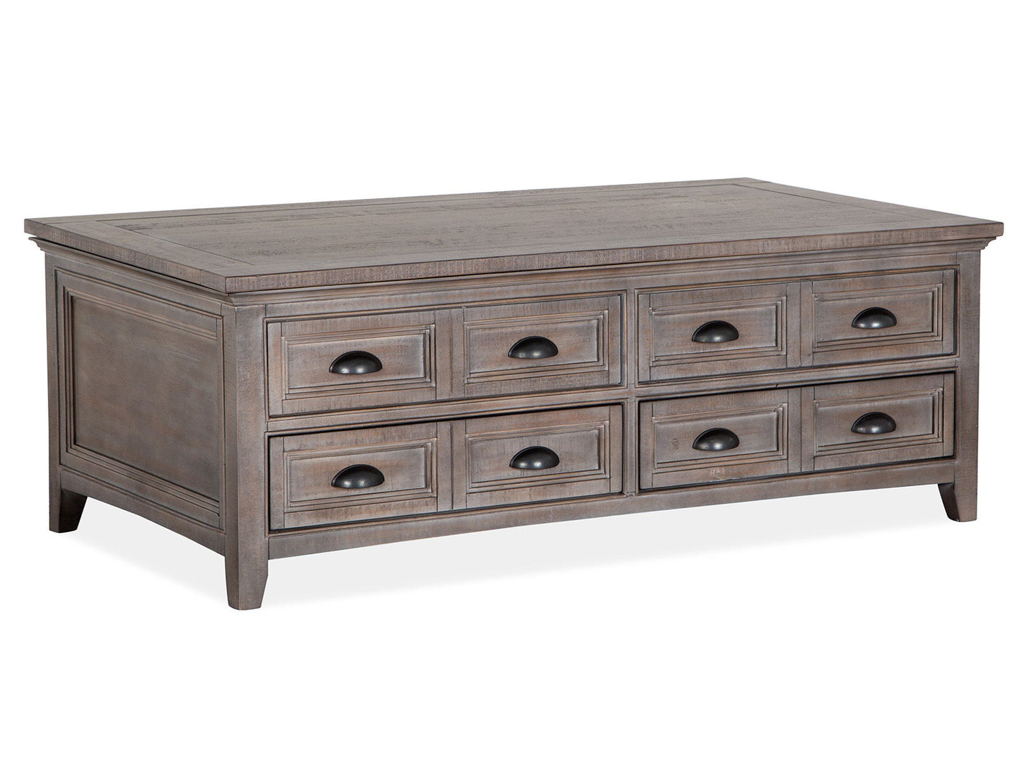 Paxton Place - Lift Top Storage Cocktail Table With Casters - Dovetail Gray