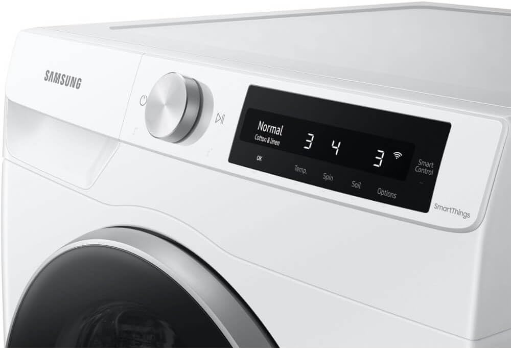 Samsung 2.5 Cu Ft Compact Front Load Washer, Stackable for Small Spaces, 40 Minute Super Speed Washing Machine, Steam Wash Clothes, Self Cleaning, Energy Star Certified, WW25B6900AW/A2, White