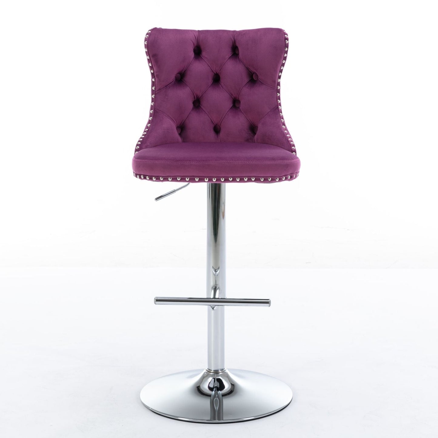 Swivel Barstools Adjusatble Seat Height From 25-33", Modern Upholstered Base Bar Stools With Backs Comfortable Tufted For Home Pub And Kitchen Island (Set of 2)