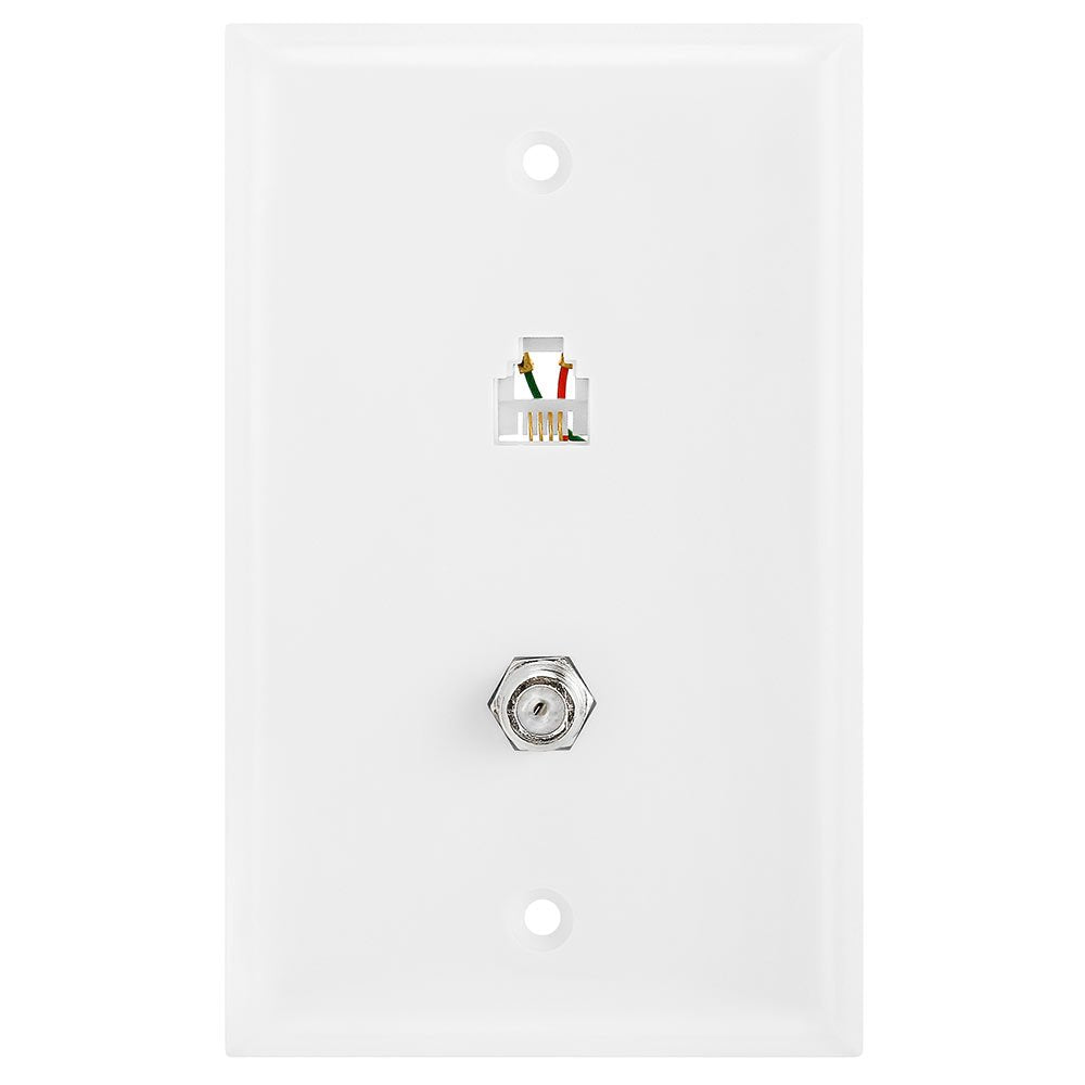 Cmple - Single RJ11 Connector with 6 Conductors Phone Wall Plate Jack 6P6C Telephone Single Jack Wallplate with Screws