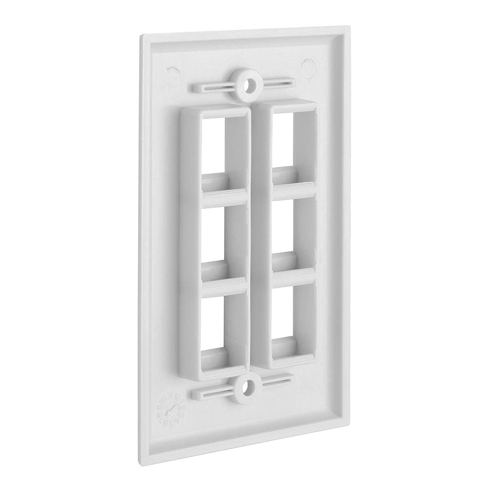 Cmple - 3 Port Keystone Wall Plate Single-Gang Wall Plate with Standard Size Keystone Jack Insert - White