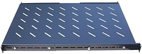 Universal Vented Rack Shelf 2-Pack – 1U Heavy Duty Steel Shelves for 19" Server Racks & Network Cabinets, High-Airflow Fixed Shelves for IT, AV & Network Equipment, Black